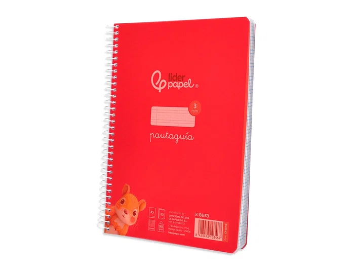 Liderpapel Cuaderno Espiral A5 Pautaguía Tapa Plástica Rojo Liderpapel Cuaderno Espiral A5 Pautaguía Tapa Plástica Rojo