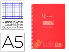 Liderpapel Cuaderno Espiral A5 Pautaguía Tapa Plástica Rojo