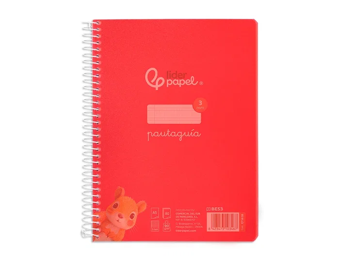 Liderpapel Cuaderno Espiral A5 Pautaguía Tapa Plástica Rojo Liderpapel Cuaderno Espiral A5 Pautaguía Tapa Plástica Rojo