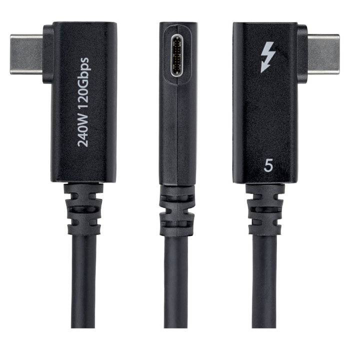 StarTech Cable Thunderbolt 5 Acodado 0,8 m 80 Gbps/120 Gbps 240 W Negro StarTech Cable Thunderbolt 5 Acodado 0,8 m 80 Gbps/120 Gbps 240 W Negro