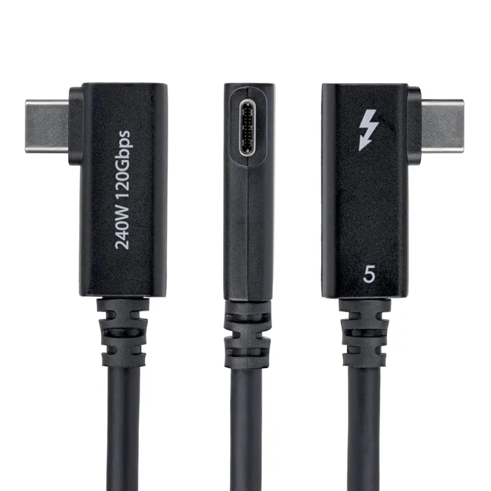 StarTech.com Cable Thunderbolt 5 Acodado 0,8 m 80 Gbps/120 Gbps 240 W Negro