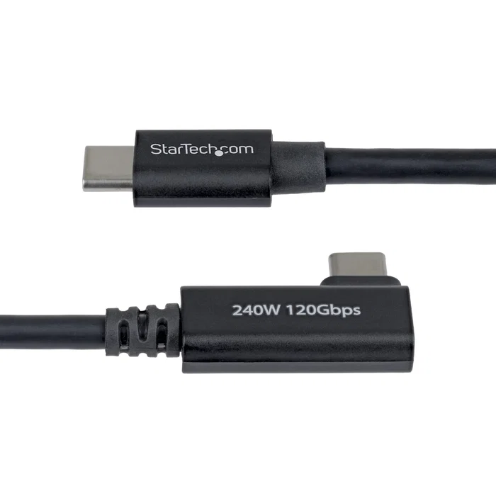 StarTech.com Cable Thunderbolt 5 Acodado 0,8 m 80 Gbps/120 Gbps 240 W Negro