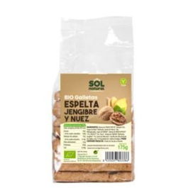 SOLNATURAL Galletas De Espelta Con Jengibre Y Nuez 175Gr. Bio