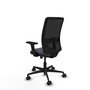 Silla de oficina Zulema con mecanismo Sincro tapizada con Tela color Gris oscuro y malla color Negro. Equipada con lumbar 1D, Brazos 2D y Ruedas 65mm nailon