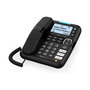amplicomms BigTel 1580 Teléfono DECT Negro con Botones Grandes, Contestador, Identificador de Llamadas y Altavoz - Auricular Inalámbrico y Cable