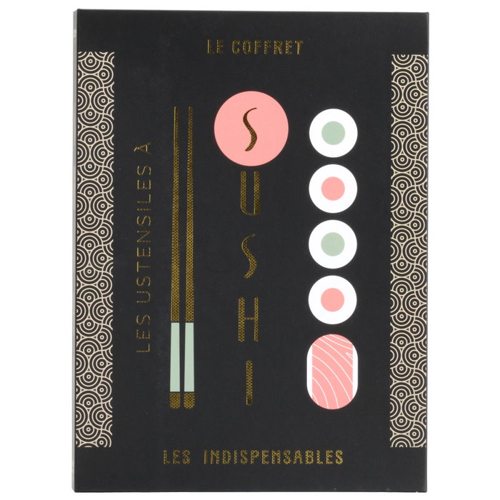 Cook Concept Caja-Libro 4 Piezas Para Sushi con Esterilla, Cuchara, Cuchillo de Bambú y Palillos de Acero Inoxidable