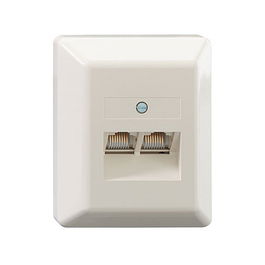 Rutenbeck 13010131 - Dosis de conexión RJ-45 AP ISDN, 2 enchufes (8/8), 125 V, 1 A, color blanco, 65 mm