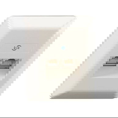 Rutenbeck 13010131 - Dosis de conexión RJ-45 AP ISDN, 2 enchufes (8/8), 125 V, 1 A, color blanco, 65 mm