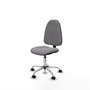 Silla de oficina Algarra con mecanismo Contacto permanente básico tapizada con Similpiel color Gris. Equipada con Base cromada, Sin brazos y Ruedas autofrenantes