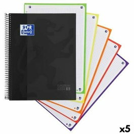 Oxford Cuaderno Classic Europeanbook 5 Recuadro 5x5 Microperforado Negro (Set de 5)