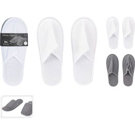 Basics Pantuflas de Rizo Poliester Blancas/Grises Tallas S/M L/XL