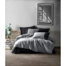 Juego de cama 1 funda nórdica 220x240 cm + 2 fundas almohada 60x60 cm 100% Algodón Gris ASI8682870019355