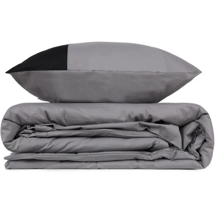 Juego de cama 1 funda nórdica 220x240 cm + 2 fundas almohada 60x60 cm 100% Algodón Gris ASI8682870019355
