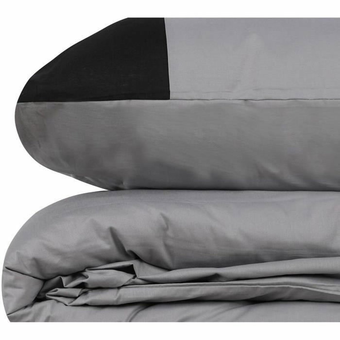 Aucune Juego de cama Gris 100% algodón con funda nórdica y 2 fundas de almohada