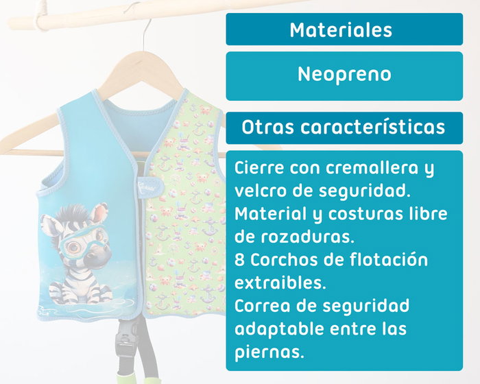 KioKids Safari Fun Chaleco Neopreno Flotación Verde 2-3 Años