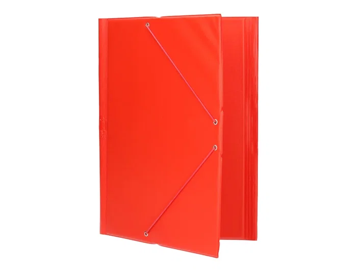 Liderpapel Carpeta Gomas Tres Solapas Plástico Folio Color Rojo