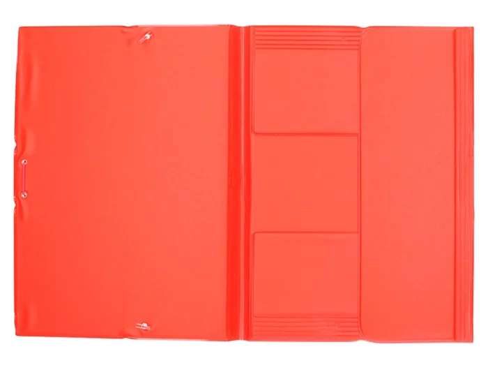 Liderpapel Carpeta Gomas Tres Solapas Plástico Folio Color Rojo
