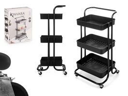 Kinvara Carro Organizador de Plástico Negro 3 Pisos 43x16x32 cm