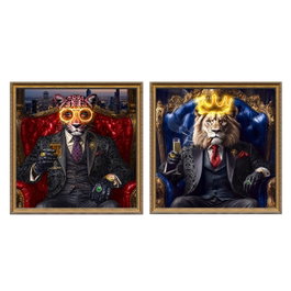DKD Home Decor Cuadro LED Lienzo Gentleman 100x100cm (Pack de 2)