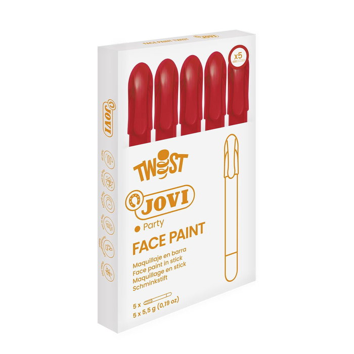 Jovi Maquillaje en Barra Twist Make-up Rojo, Caja de 5 Unidades