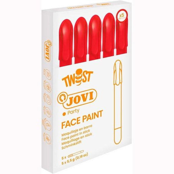 Jovi Maquillaje en Barra Twist Make-up Rojo, Caja de 5 Unidades