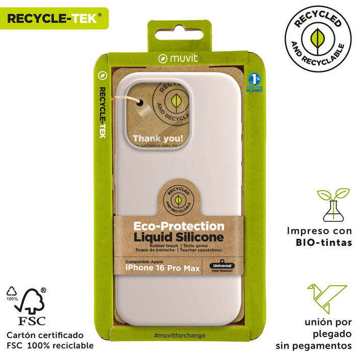 Muvit Funda Recycletek Liquid Silicone Ecológica para Apple - Protección Antigolpes y Antihuellas con Interior de Microfibra, Fabricada con Silicona Reciclada Certificada GRS