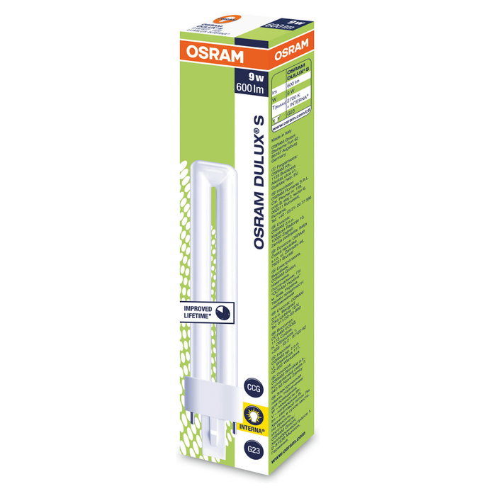 OSRAM DULUX S 9W/827 G23 FS1 - Lámpara Fluorescente Compacta 9W 600lm Luz Cálida 2700K 10000h OSRAM DULUX S 9W/827 G23 FS1 - Lámpara Fluorescente Compacta 9W 600lm Luz Cálida 2700K 10000h