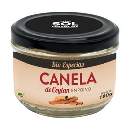 Sol Natural Canela en Polvo Ceylan Ecológica 100 g - Especie Natural para Postres y Guisos