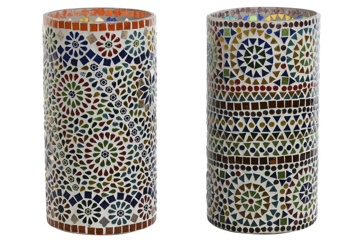 DKD Home Decor Lámpara de Sobremesa de Cristal Mosaico Multicolor (Pack de 2) DKD Home Decor Lámpara de Sobremesa de Cristal Mosaico Multicolor (Pack de 2)