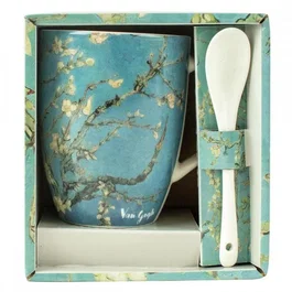 Enesco Taza con cuchara de cerámica - motivo Los Almendros de Vincent van Gogh