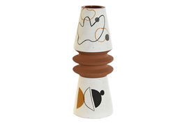 DKD Home Decor Jarrón Moderno Blanco Terracota Cerámica 9.6 x 25.5 x 9.6 cm (2 Unidades)