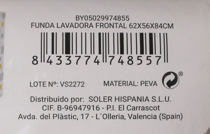 Confortime Funda Lavadora Frontal 62 x 56 x 84 cm (18 Unidades) Confortime Funda Lavadora Frontal 62 x 56 x 84 cm (18 Unidades)