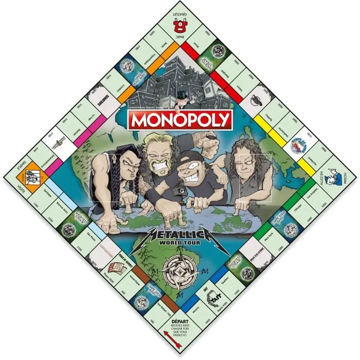 Winning Moves Monopoly Metallica WIN5036905054676 Juego de Mesa con temática de Gira Mundial