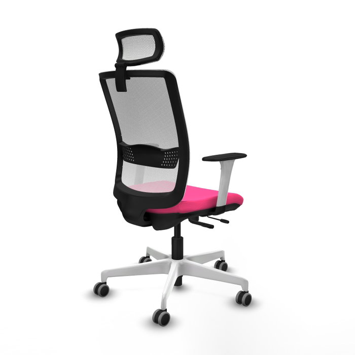 PIQUERAS Y CRESPO Silla de oficina Haches Rosa y Blanco con Mecanismo Sincro/Traslack