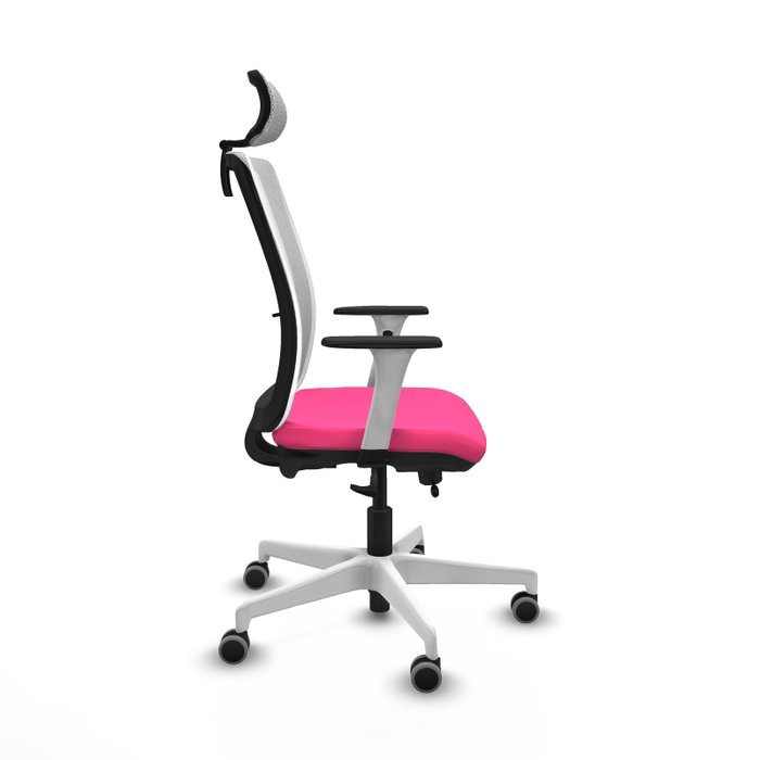 PIQUERAS Y CRESPO Silla de oficina Haches Rosa y Blanco con Mecanismo Sincro/Traslack
