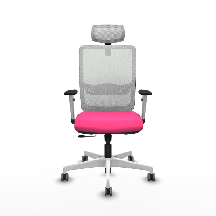 PIQUERAS Y CRESPO Silla de oficina Haches Rosa y Blanco con Mecanismo Sincro/Traslack