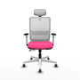 PIQUERAS Y CRESPO Silla de oficina Haches Rosa y Blanco con Mecanismo Sincro/Traslack