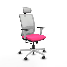 PIQUERAS Y CRESPO Silla de oficina Haches Rosa y Blanco con Mecanismo Sincro/Traslack
