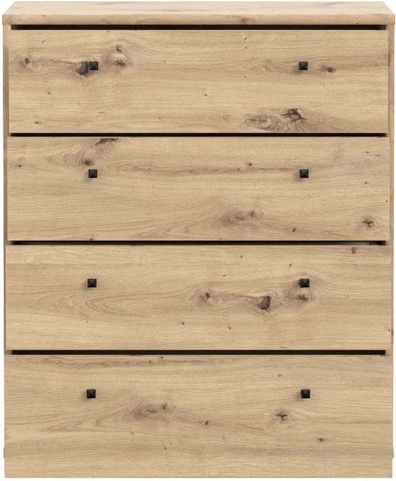 TEMPRA Comoda de 4 Cajones, Efecto Roble Artesano, Dimensiones 73.7 * 34.8 * 85.5 cm, Modelo T2KK212D78