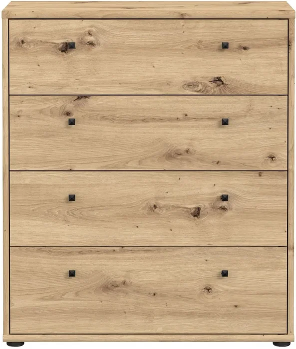 TEMPRA Comoda de 4 Cajones, Efecto Roble Artesano, Dimensiones 73.7 * 34.8 * 85.5 cm, Modelo T2KK212D78