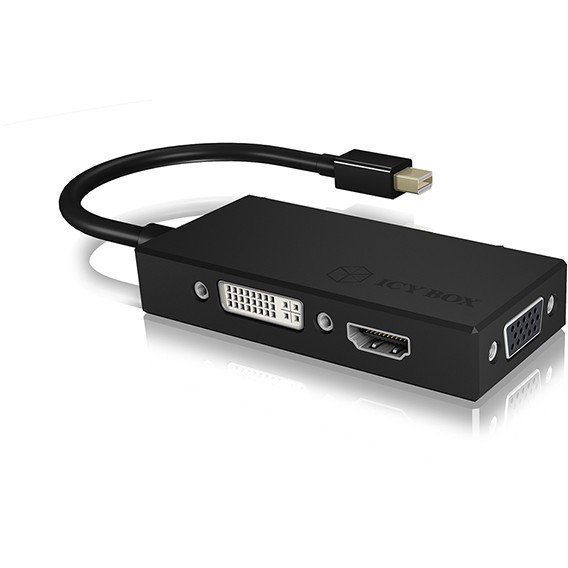ICY BOX IB-AC1032 Adapter Mini DisplayPort a DVI HDMI VGA 4K 60Hz Negro - Conector Macho Hembra, 3840x2160 Pixeles ICY BOX IB-AC1032 Adapter Mini DisplayPort a DVI HDMI VGA 4K 60Hz Negro - Conector Macho Hembra, 3840x2160 Pixeles