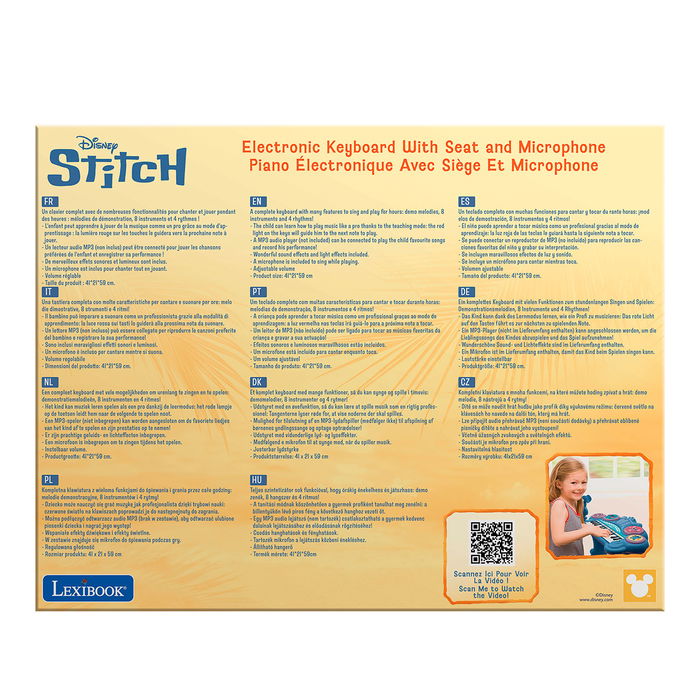 Lexibook Teclado Electrónico C/Micro Stitch K707D con Efectos de Luz y Melodías Demo