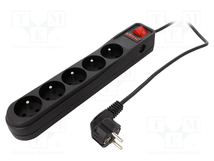 Armac ARC 5 Regleta con 5 tomas y cable de 3m, negro