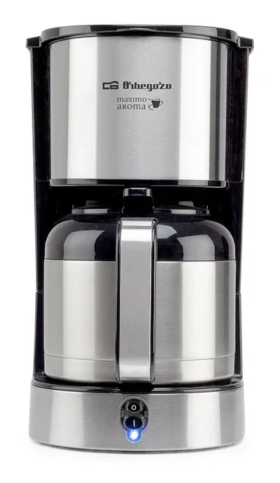 Orbegozo CG 5020 Cafetera de Filtro Semi-automática, 12 Tazas (1.2L), Jarra Termo Acero Inoxidable, Apagado Automático, Filtro Permanente, Plata/Negro