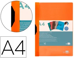 Liderpapel Carpeta Dossier con Pinza Lateral Naranja Fluor DIN A4