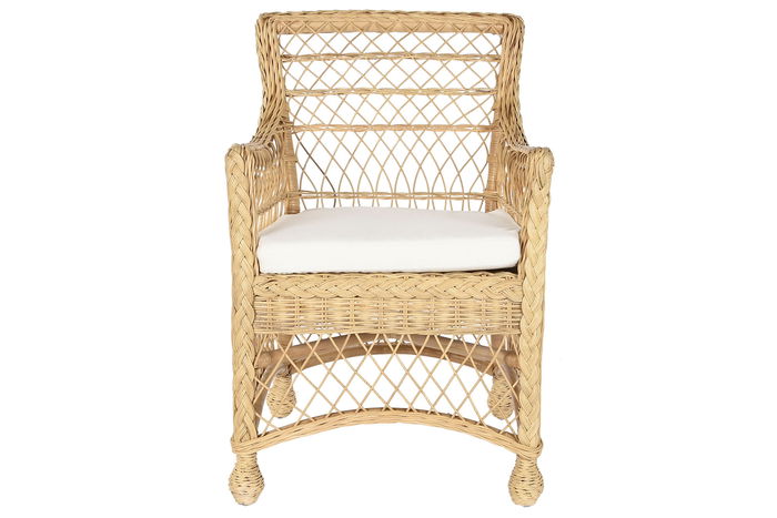 DKD Home Decor Sillón Balines Natural Blanco Ratan 63 x 86 x 56 cm