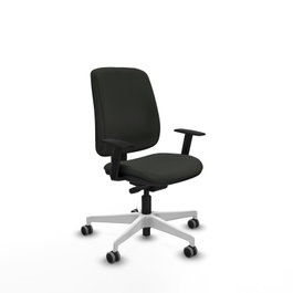 PIQUERAS Y CRESPO Silla de oficina Alares, Sincro/Traslack, Tela Negra, Base Blanca