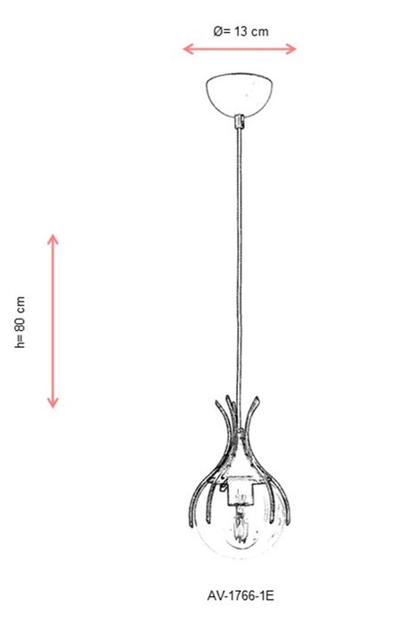 Opviq AV-1766-1E Lámpara de Araña Metal Color(es) Envejecido(s) 80 cm Longitud 12 cm Diámetro