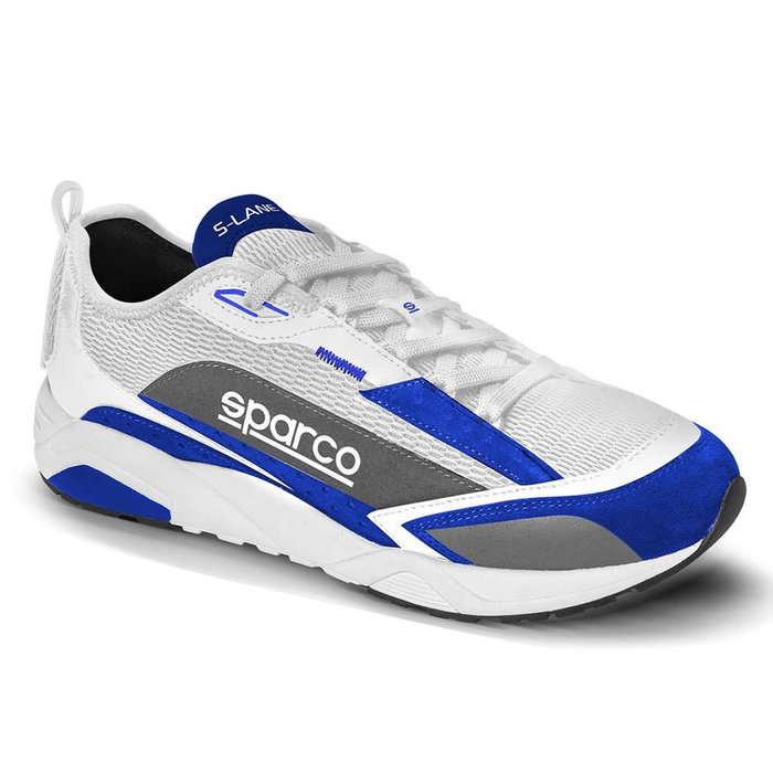 Sparco S00129245AZBI Zapatillas de Ocio S-Lane Corte Bajo, Cuero Gamuza, Transpirables, Anti-Olor, Suela Acolchada, Alta Visibilidad