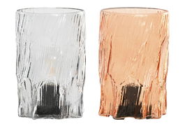 DKD Home Decor Decoración Luminosa Gris Ámbar Cristal LED Abstracto 10 x 16 x 10 cm (2 Unidades)